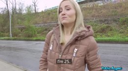 Cute Cecilia meet Public Agent and spread her legs in public