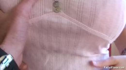 Jeans - Speccy babe takes a facial