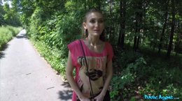 Sporty student fucked in field by Public Agent