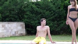 Hot outdoor rimming with petite brunette Cherry Candy