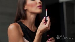 Skinny brunette Lili Moon giving a rimjob and has an orgasm
