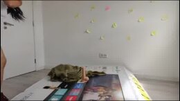 Fucking step daughter through a hole in a box
