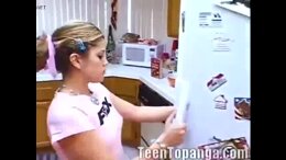 Chocolate covered teen enjoys pussy play