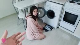 My Step Sister was NOT stuck in the washing machine and caught me when I wanted to fuck her pussy