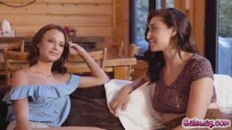 Bella Rollands passionate kisses lead to lesbian sex til both them moans orgasming