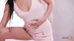 OLD4K. Tender girl takes old dick in mouth and then in her vagina