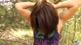 Sunny day help fake agent convince young brunette fuck in public