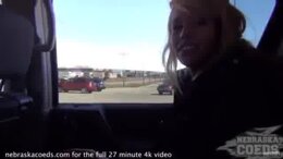 barely 18 skinny blonde risky public masturbating while driving
