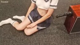 Petite Teen and Her Tight Gripping Pussy Rough Riding Big Black Dildo