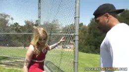 Paris White enjoys cum on her feet by big black cock