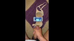 Busting a phat nut on a phone and bra