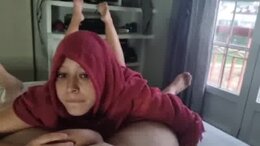 Hijab blowjob sank face and cum mouth